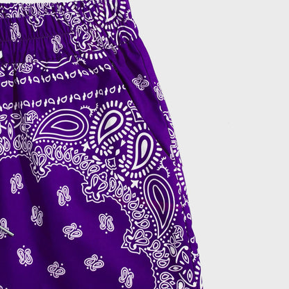 Paisley Print Drip Drawstring Waist Shorts