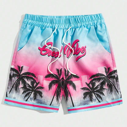 Men's Street Life Coconut Tree Print Shorts