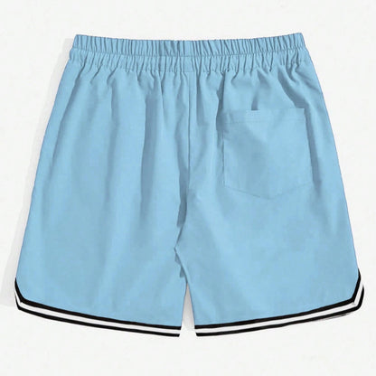Men's Letter Graphic Contrast Trim Drawstring Waist Basketball Shorts