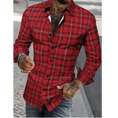 Men's Loose Fit Plaid Print Shirt