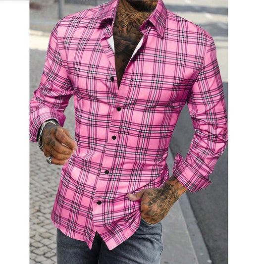 Men's Loose Fit Plaid Print Shirt