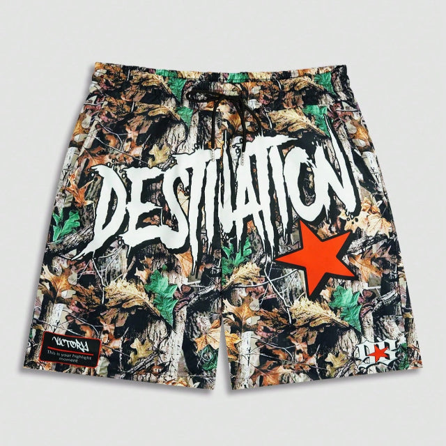 Men's Slogan Graphic Woven Shorts