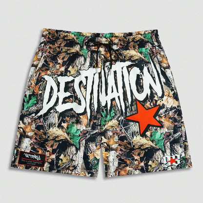 Men's Slogan Graphic Woven Shorts