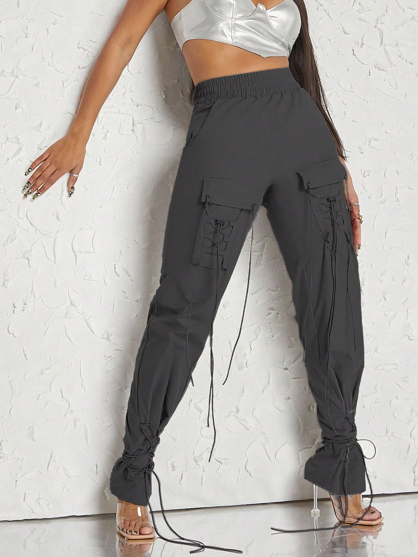 Women’s Pouch Pocket Strappy Lace Up Pants