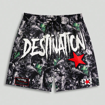Men's Slogan Graphic Woven Shorts