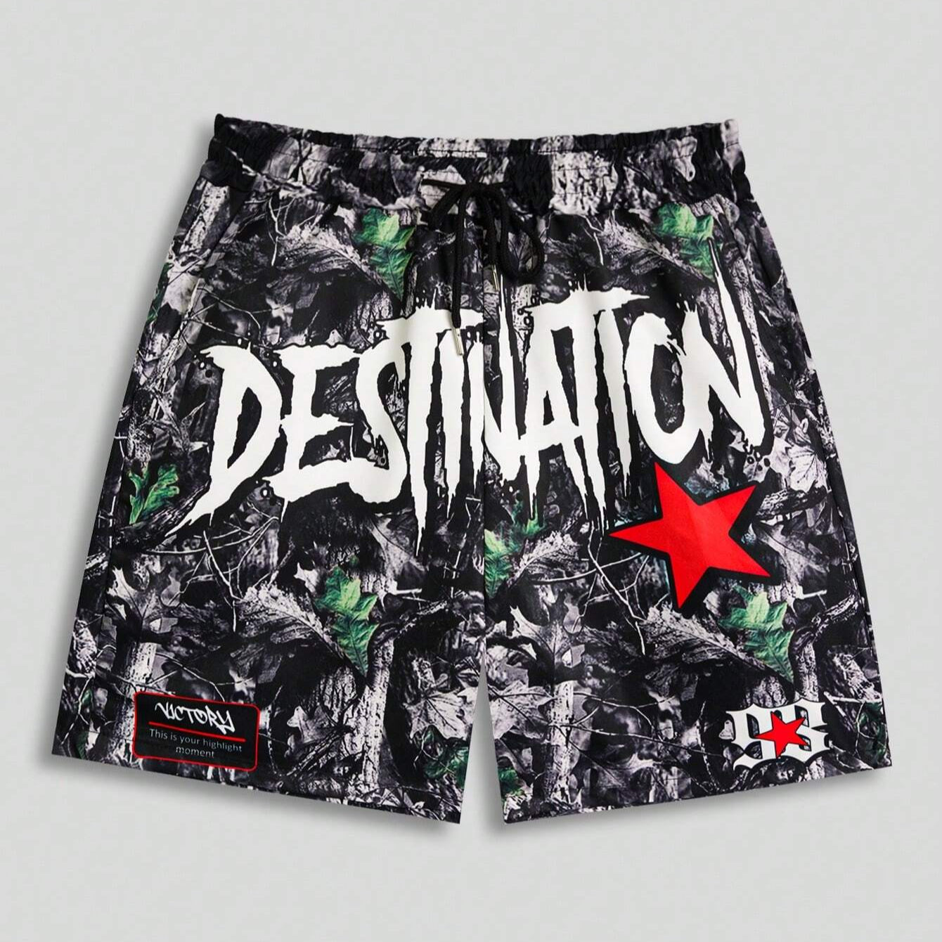 Men's Slogan Graphic Woven Shorts