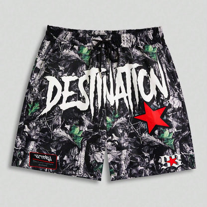 Men's Slogan Graphic Woven Shorts