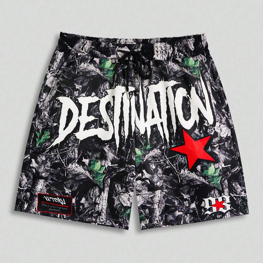 Men's Slogan Graphic Woven Shorts