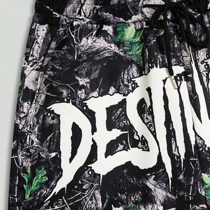 Men's Slogan Graphic Woven Shorts