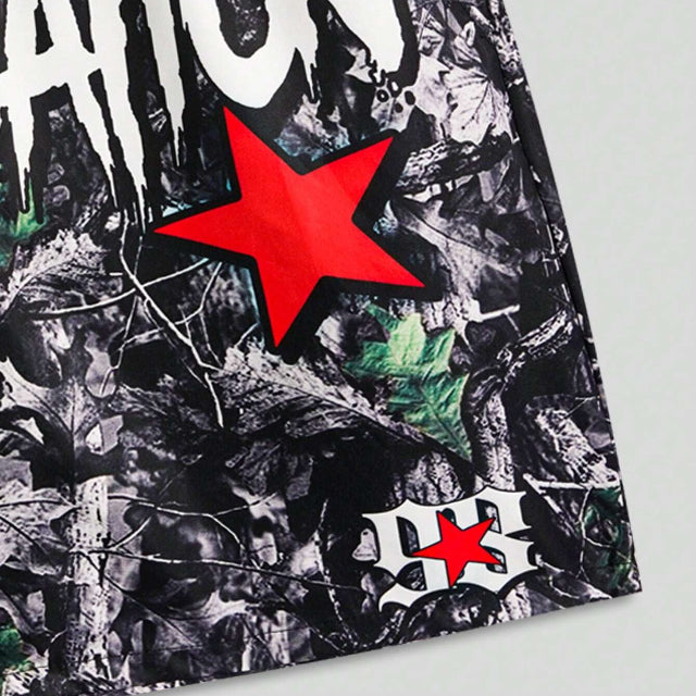 Men's Slogan Graphic Woven Shorts