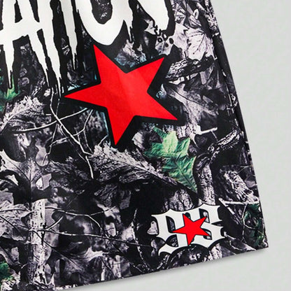 Men's Slogan Graphic Woven Shorts