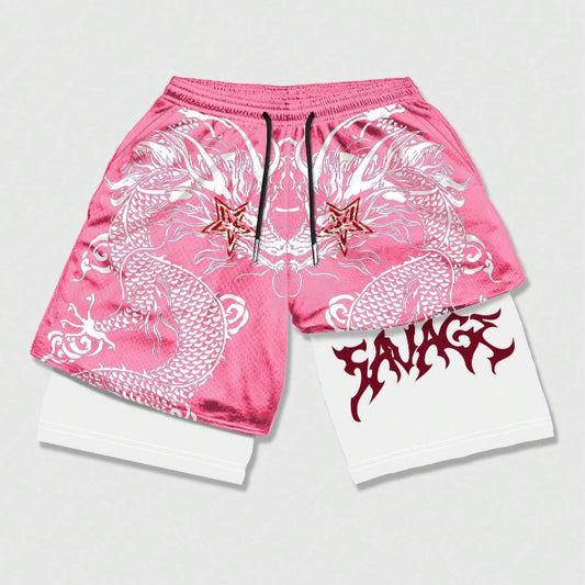 Men's Street Life Men's Dragon Printed Sports Basketball  Shorts