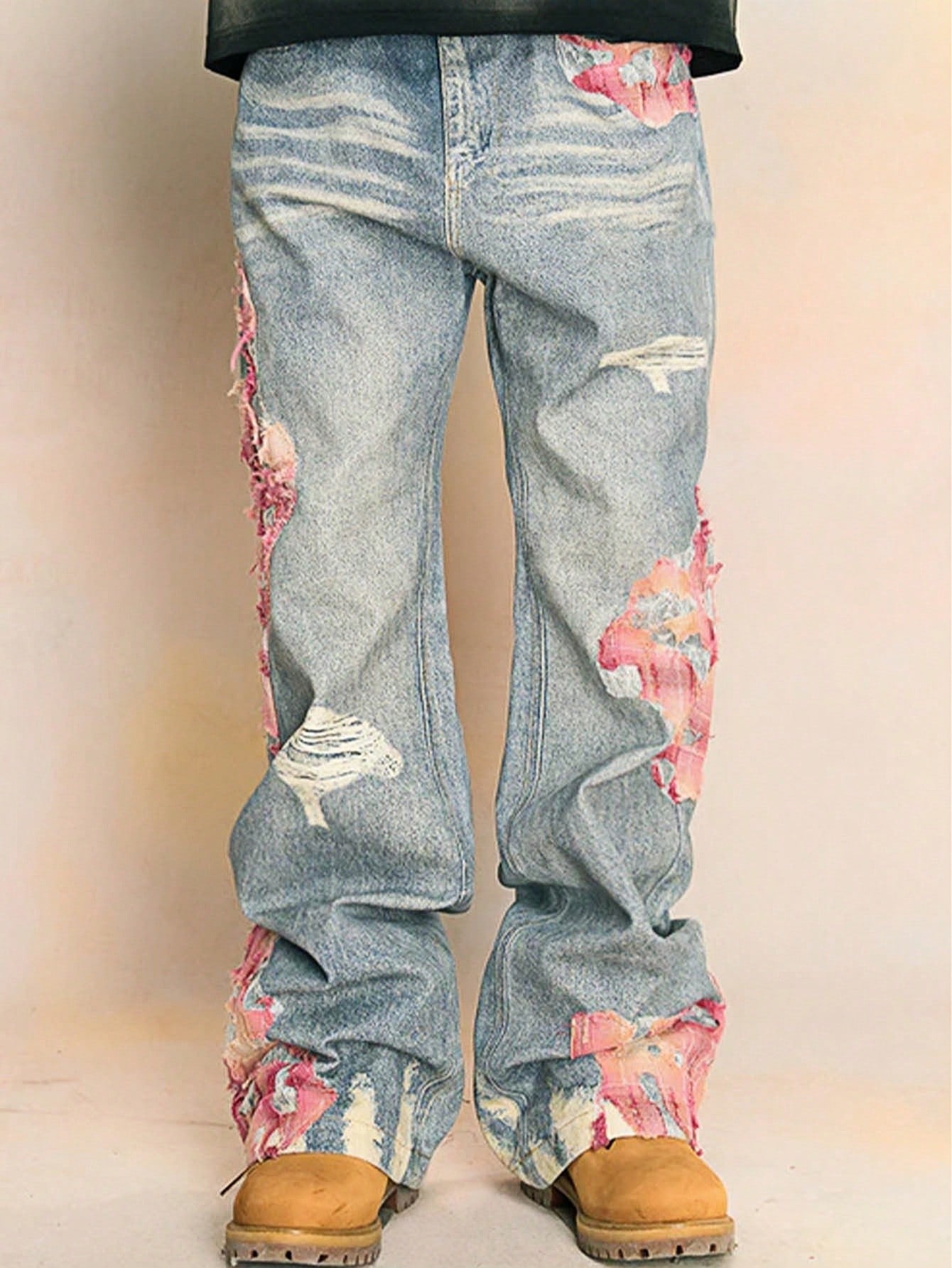 Men's Floral Embroidery Relaxed Fit Jeans