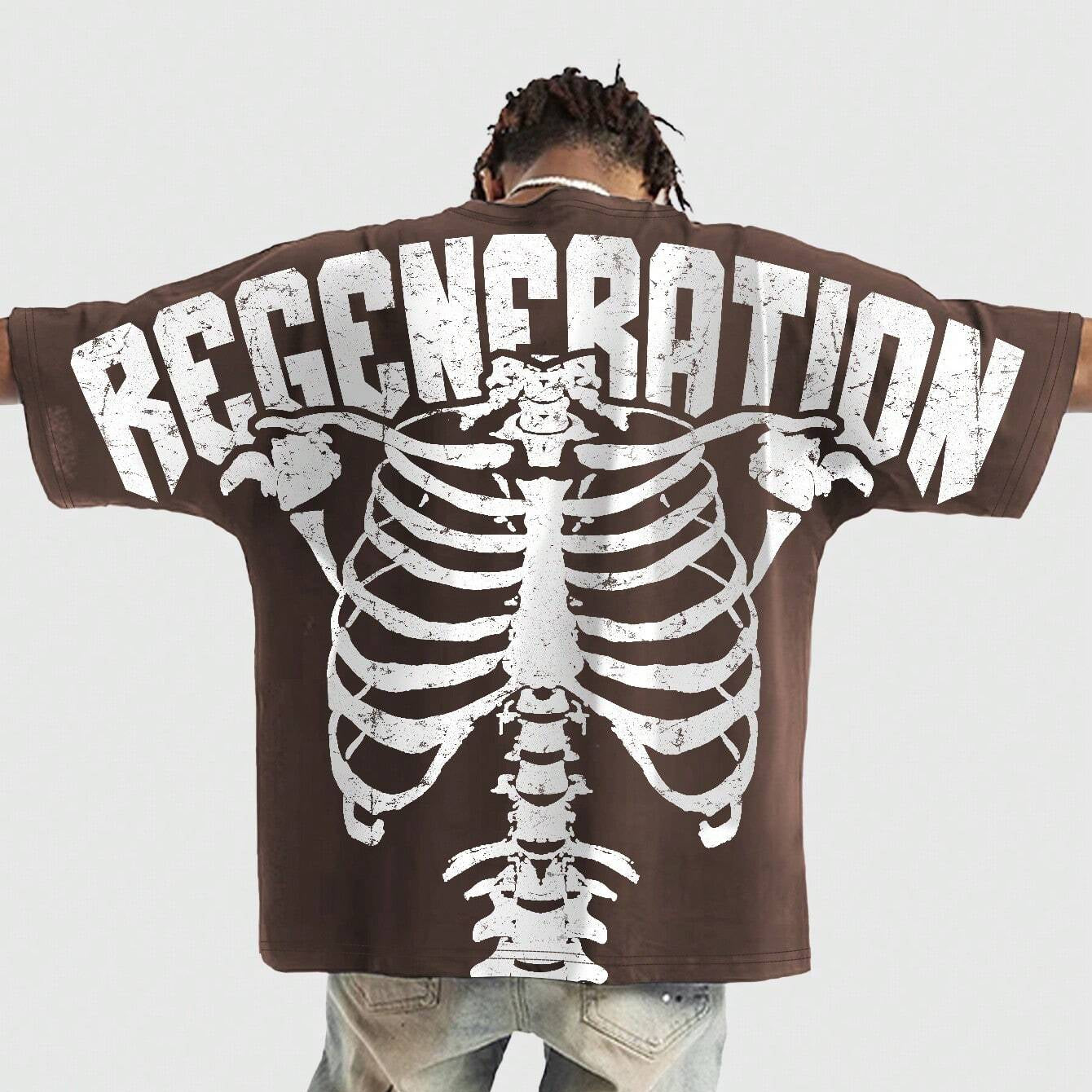 Men's Skull Round Neck Short Sleeve Printed Simple T-Shirt