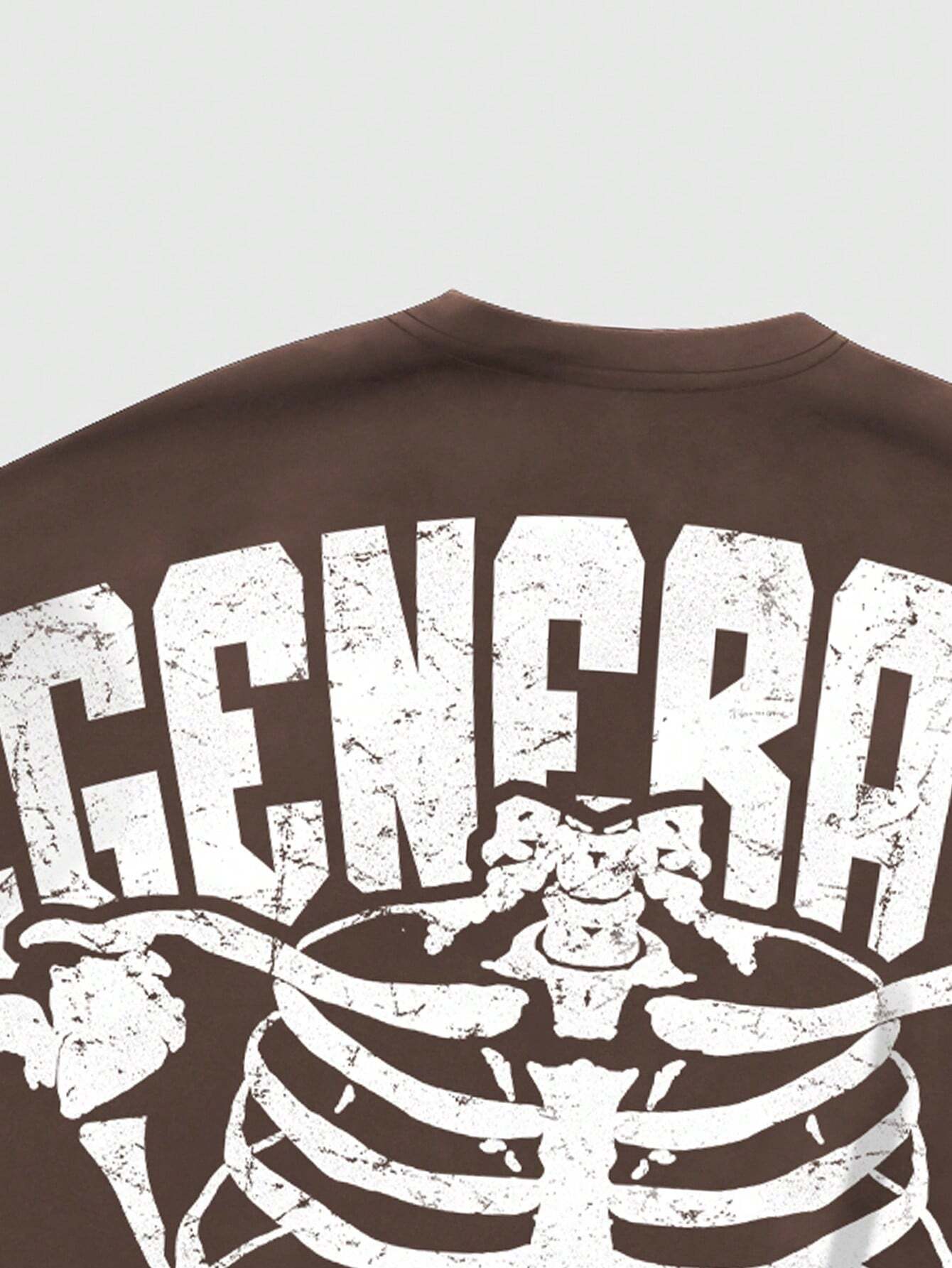 Men's Skull Round Neck Short Sleeve Printed Simple T-Shirt
