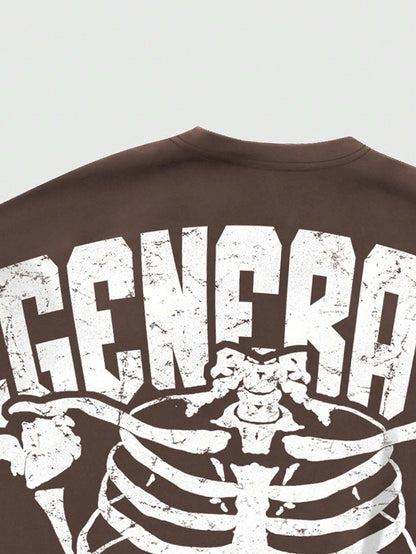 Men's Skull Round Neck Short Sleeve Printed Simple T-Shirt