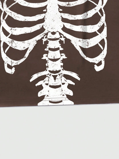 Men's Skull Round Neck Short Sleeve Printed Simple T-Shirt