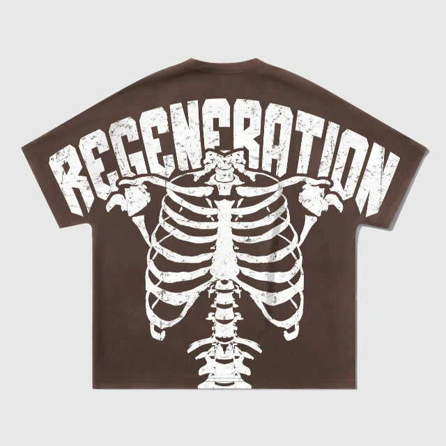 Men's Skull Round Neck Short Sleeve Printed Simple T-Shirt