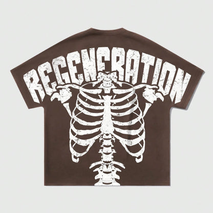Men's Skull Round Neck Short Sleeve Printed Simple T-Shirt