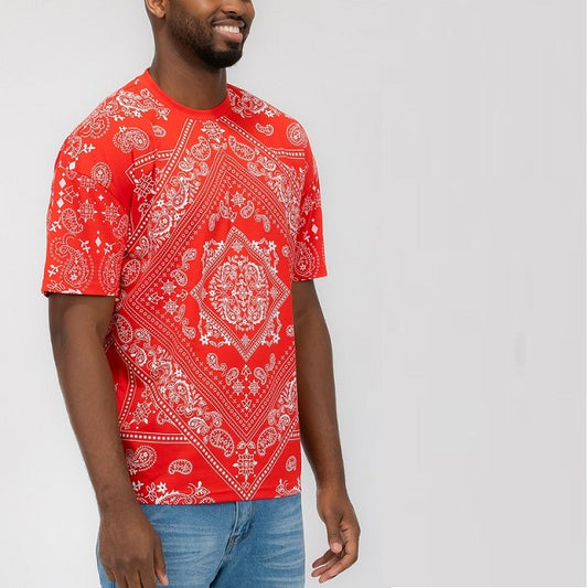 Men's Paisley Bandana Print T-Shirt