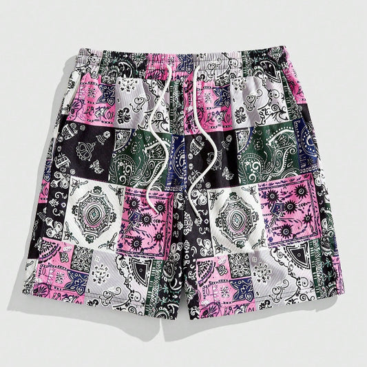 Men's  Men's Floral Print Drawstring Waist Casual Shorts