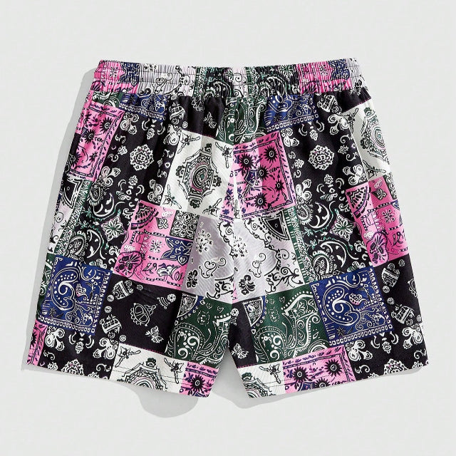 Men's  Men's Floral Print Drawstring Waist Casual Shorts