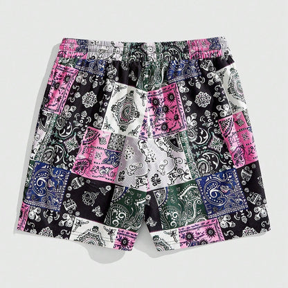 Men's  Men's Floral Print Drawstring Waist Casual Shorts