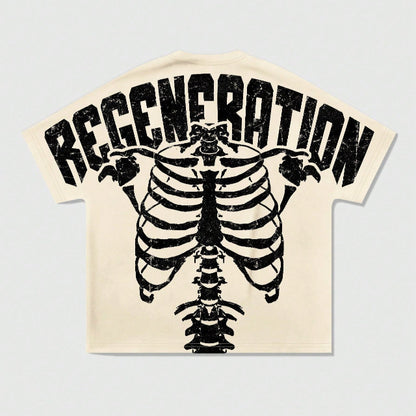 Men's Skull Round Neck Short Sleeve Printed Simple T-Shirt