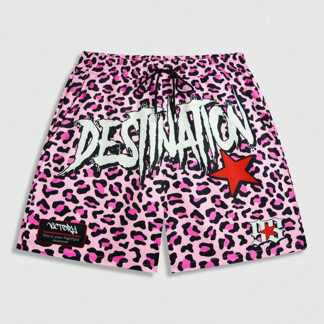 Men's Slogan Graphic Woven Shorts
