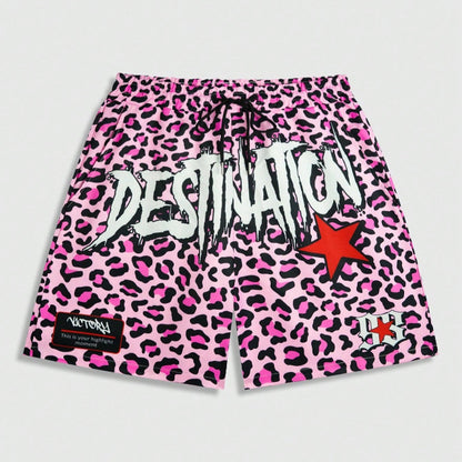 Men's Slogan Graphic Woven Shorts
