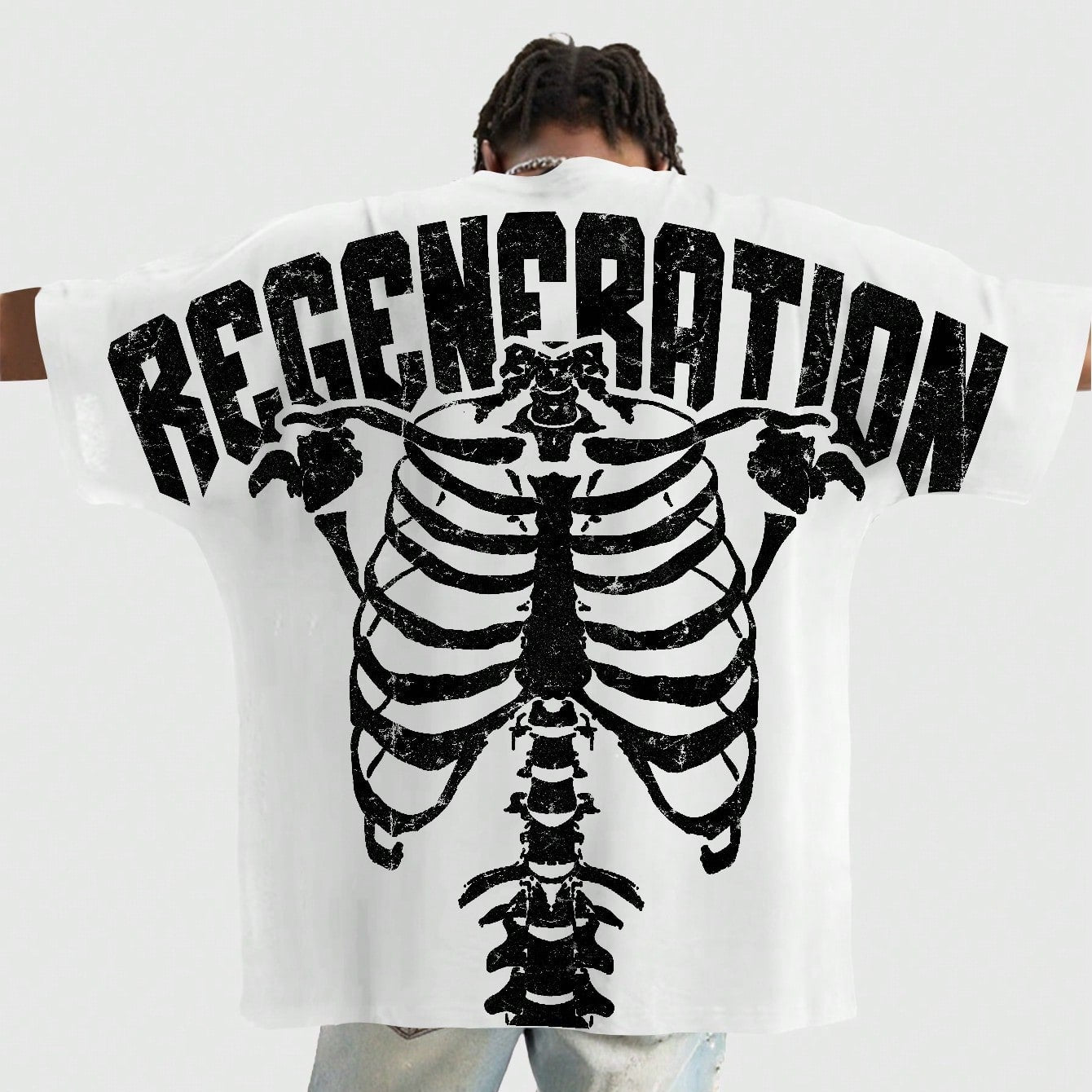 Men's Skull Round Neck Short Sleeve Printed Simple T-Shirt