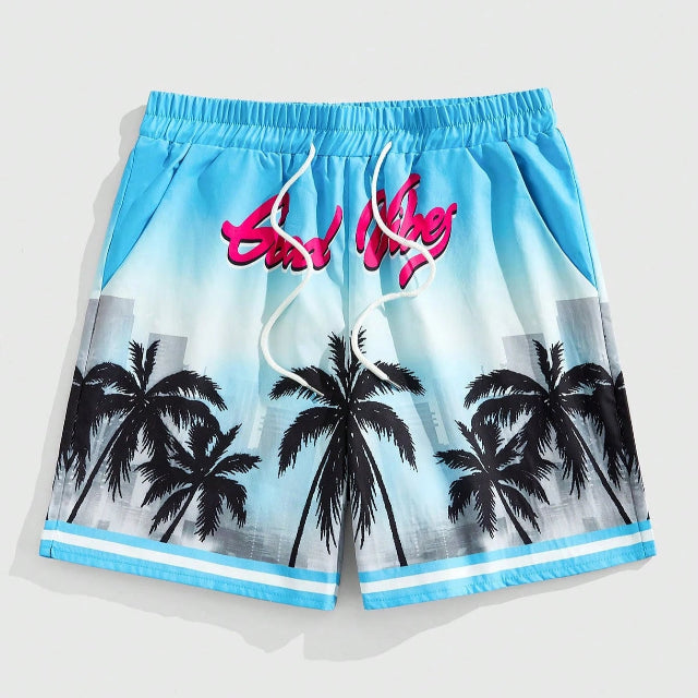 Men's Street Life Coconut Tree Print Shorts
