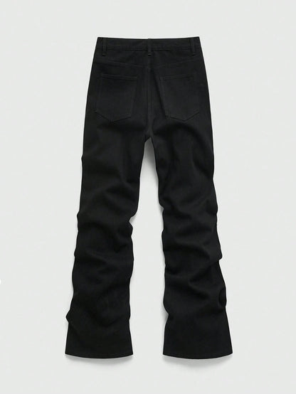 Men's Rhinestone Cross Graphic Slant Pocket Denim Jeans
