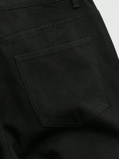 Men's Rhinestone Cross Graphic Slant Pocket Denim Jeans