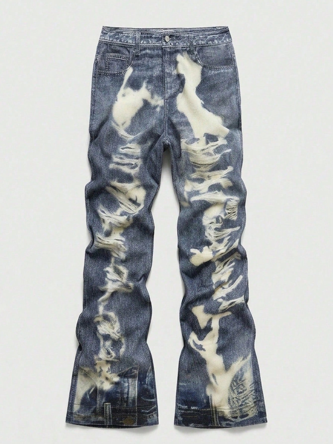 Men's Rhinestone Cross Graphic Slant Pocket Denim Jeans