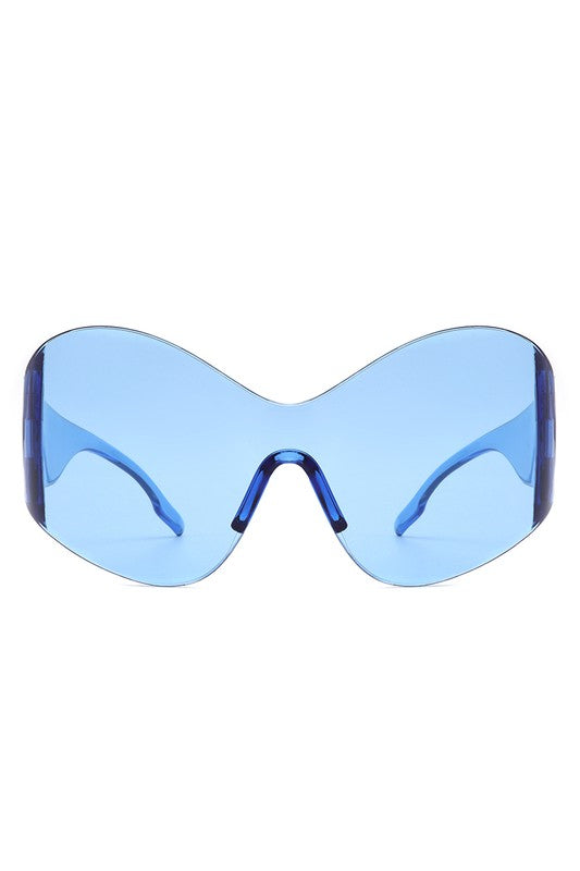Futuristic Rimless Oversized Wrap-around Sunglasses