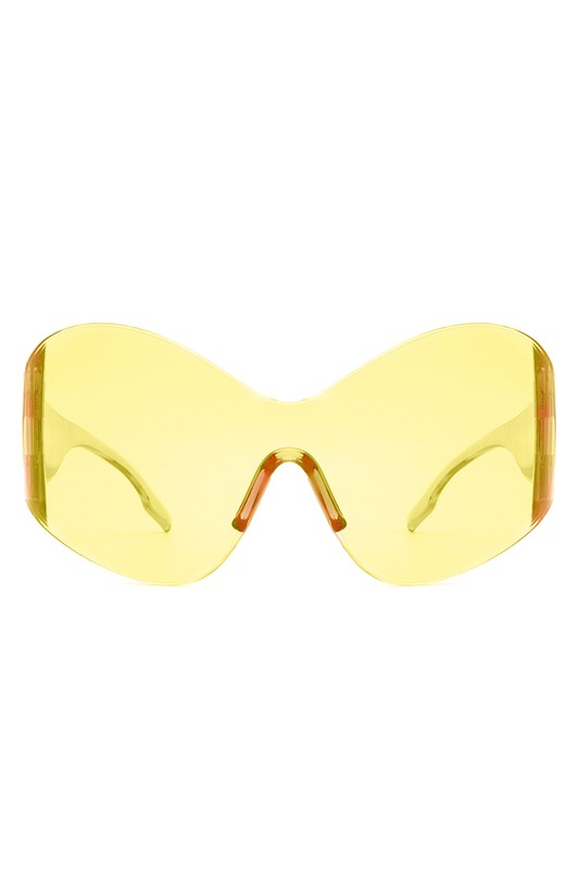 Futuristic Rimless Oversized Wrap-around Sunglasses