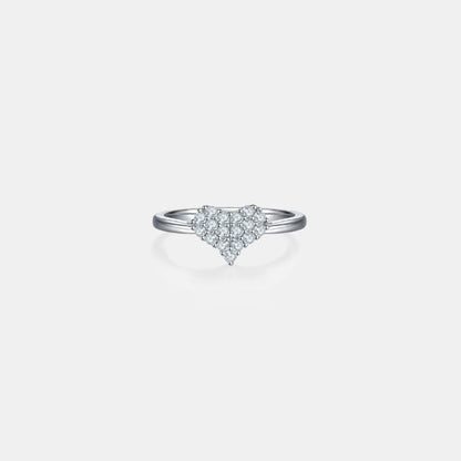 925 Sterling Silver Moissanite Diamond Heart Ring