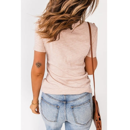 Shredded Ribbed Knit T-Shirt