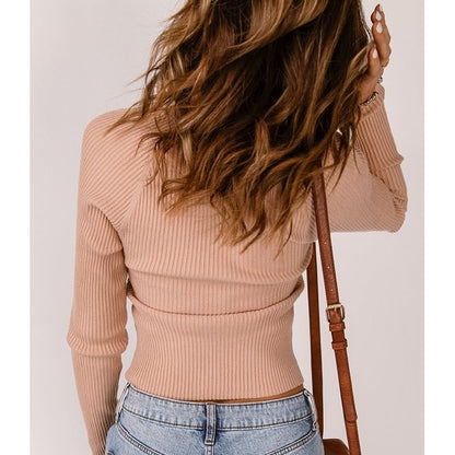 Simple Scoop Neck Ribbed Sweater