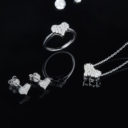 925 Sterling Silver Moissanite Diamond Heart Earrings