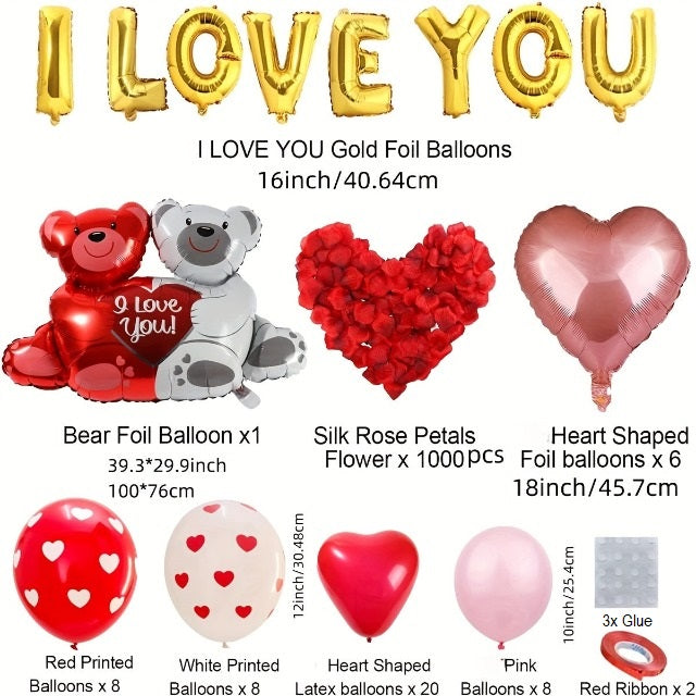 Romantic I Love You Heart Balloon Decoration Set