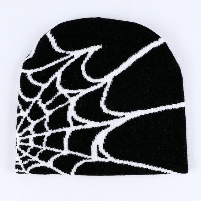 Black Cobweb Pattern Woolen Hat