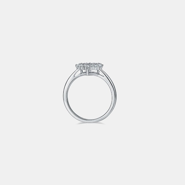 925 Sterling Silver Moissanite Diamond Heart Ring