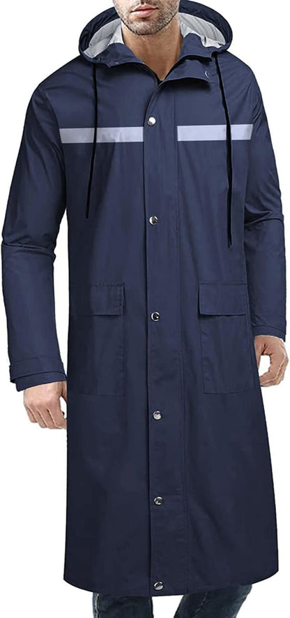 Men's Waterproof Lightweight Active Long Raincoat with Hood