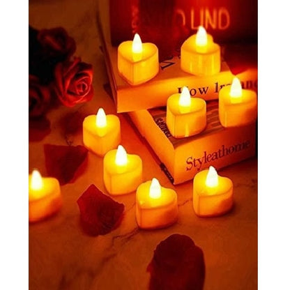 6PCS Heart Shaped Warm LED Tea Candle Set