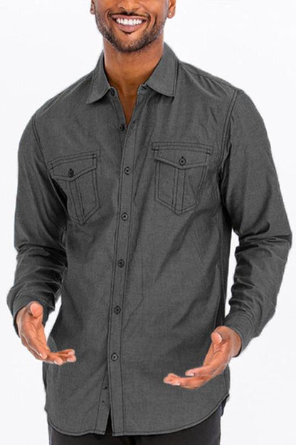 Men's Casual Long Sleeve Solid Color Shirts