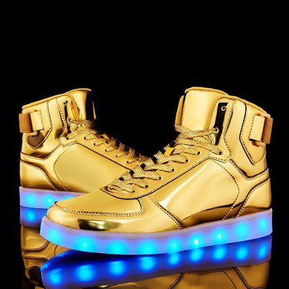 High Top USB Rechargeable Glowing Luminous Shoes