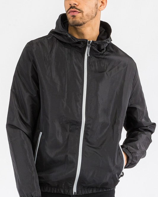 Solid Hooded Lightweight Windbreaker Jacket