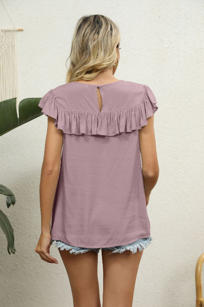 Women's Lace Flutter Sleeve Blouse
